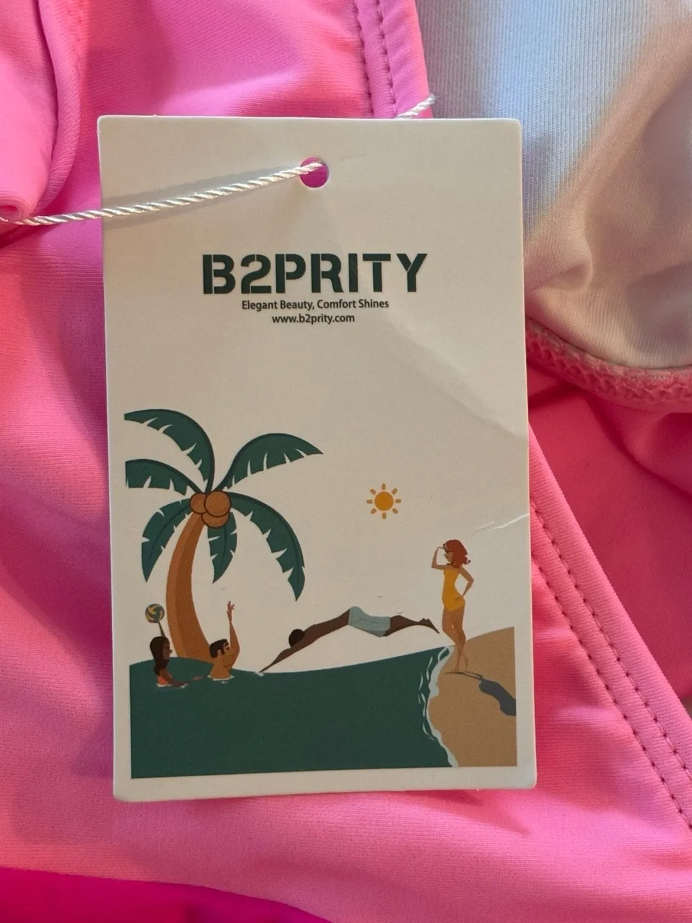 B2PRITY NWT Pink Colorblock Ruffle One Piece Swimsuit M Removable Cups